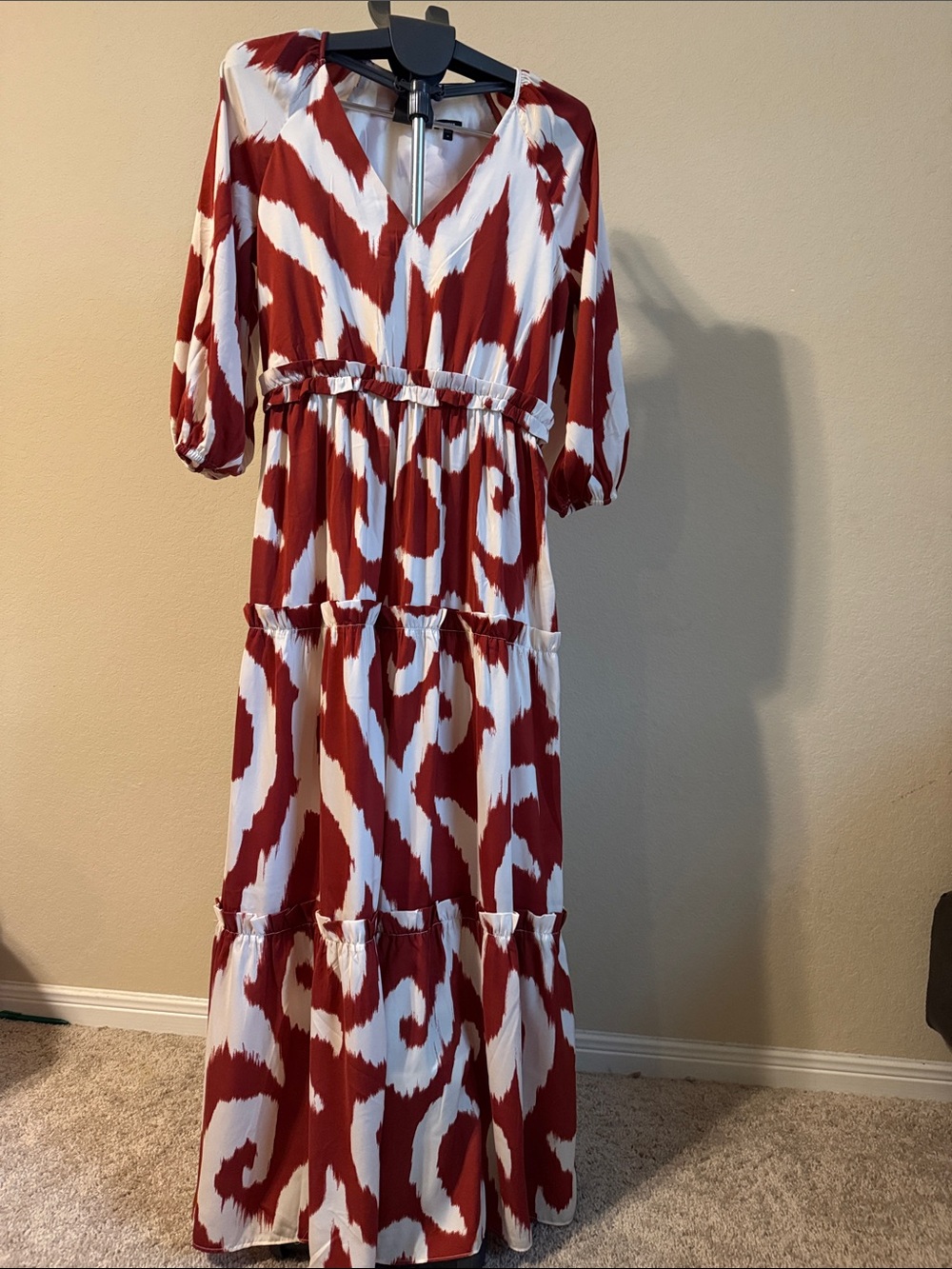 Express Red and White Maxi Dress
